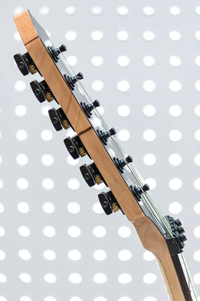 Headstock detail photo of custom-built guitar by State College photographer Rusty Glessner